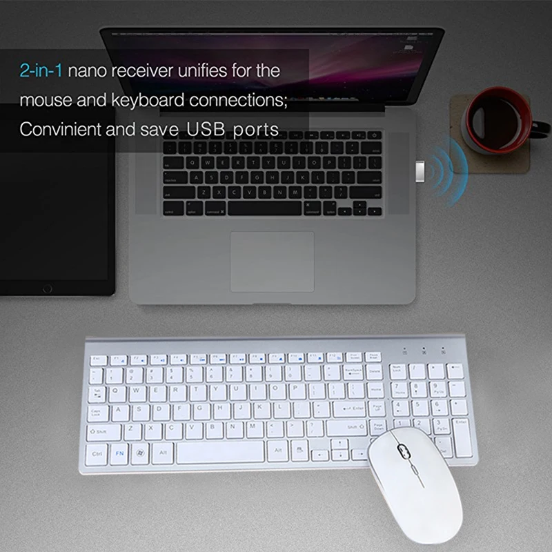 Беспроводная ультра-тонкая Бесшумная 2,4 ГГц тонкая полноразмерная беспроводная клавиатура мышь комбинированный набор для компьютера, ноутбука, настольного компьютера, ноутбука
