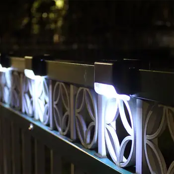 激安 4 個ソーラーデッキライトソーラーステップライト屋外防水 Led ソーラーフェンスランプパティオ階段ガーデン経路ステップヤード
