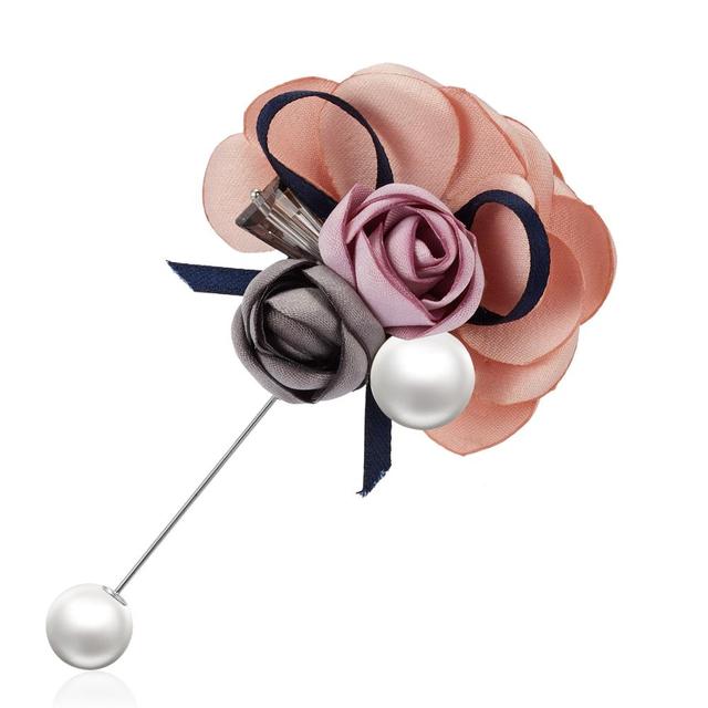 Cloth Art Pearl Fabric Flower Brooch Pin Rose Flower Bowknot Leaf Crystal Bead Cardigan Shirt Shawl Pin Coat Badge Jewelr