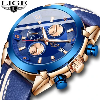 

2020 LIGE Top Luxury Brand Mens Watches Analog Digital Leather Sports Watch Men Army Military Man Quartz Clock Relogio Masculino