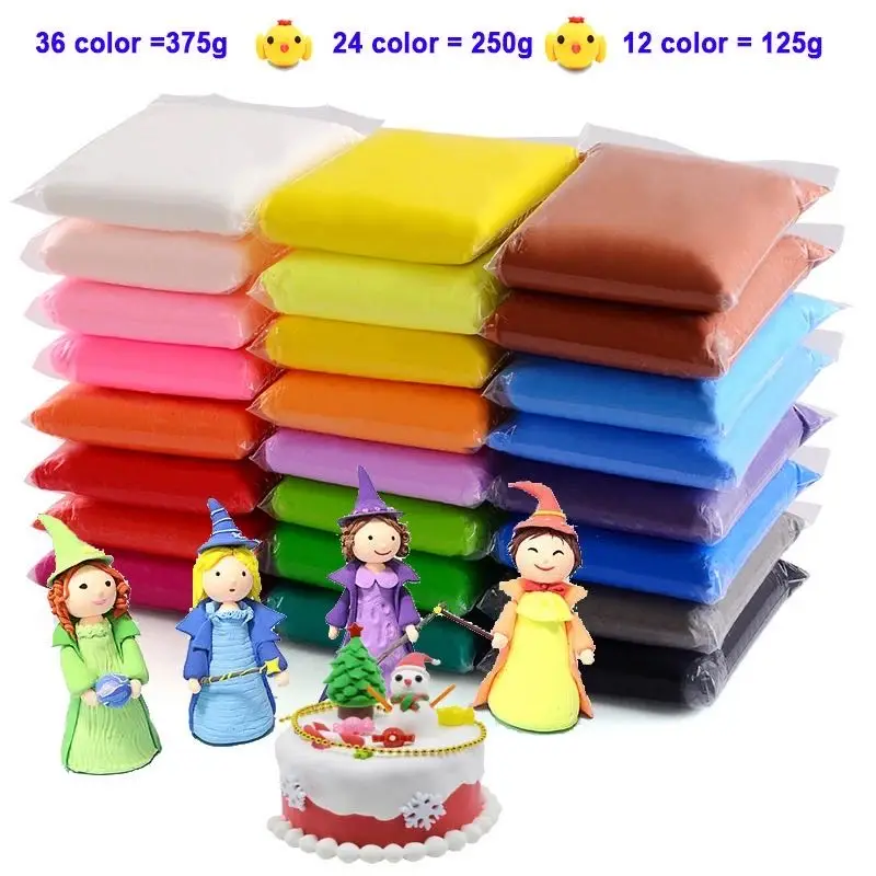 

12/24/36 Colored Air Dry Super Light Soft Clay Toys Handmade Creative DIY Polymer Plasticine Birthday Christmas Gifts for Kids