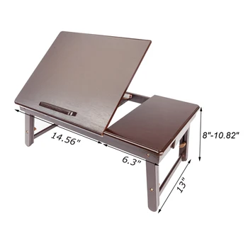 

Retro Plain Design Adjustable Bamboo Lap Desk Tray Dark Coffee
