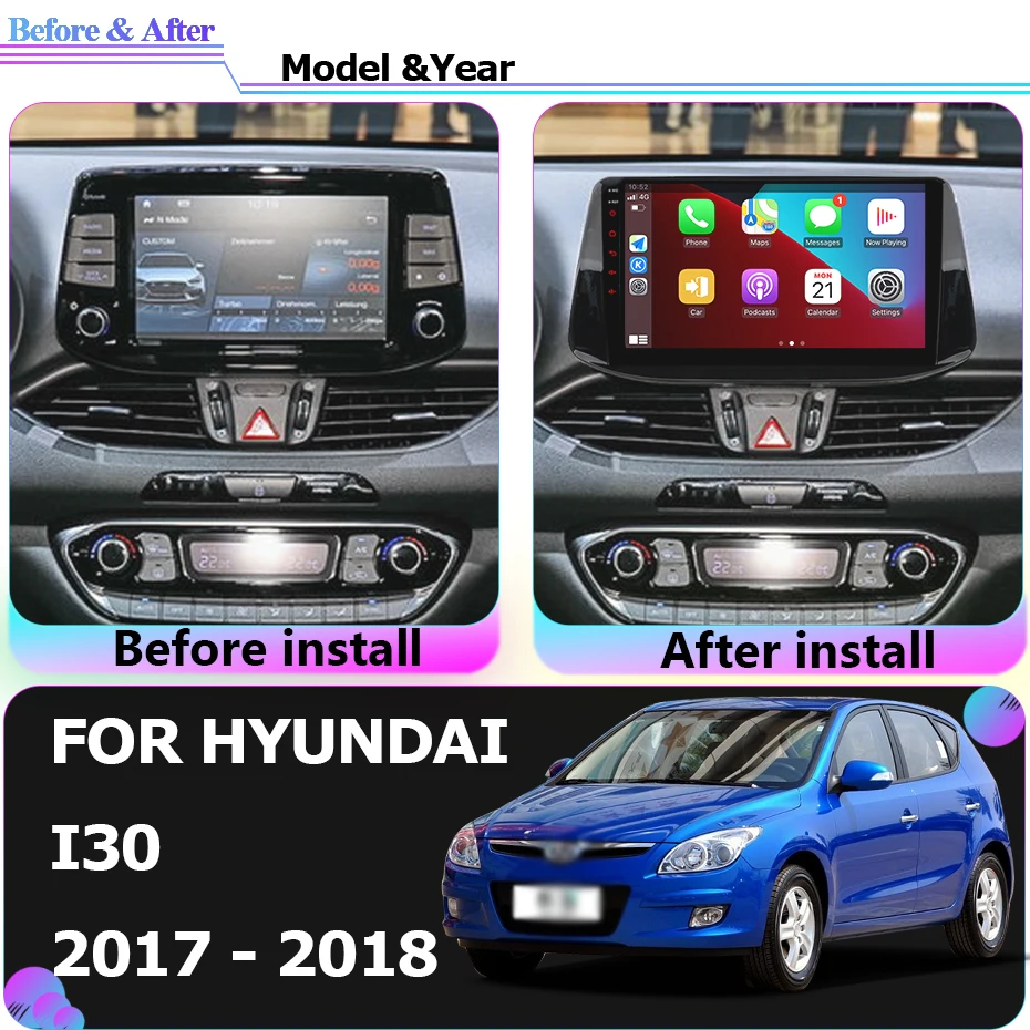 Autoradio Touchscreen Multimedia Car Radio Video Player For Hyundai I30 2017 2018 Android 12