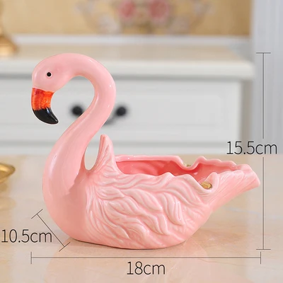 1Pcs Flamingo Ashtray Ceramics Swan Figurines Animals Storage Box Home Living Room Tea Room Bar Club Ashtray Decoration R2640 - Цвет: 1Pcs