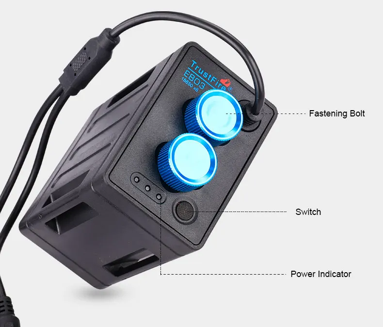 Trustfire Dual Voltage Output 8.4V 5V Bicycle Lamp Power Box for 2/4/6 18650/26650 Batteries W/ Strap Optional 100-240V Adaptor