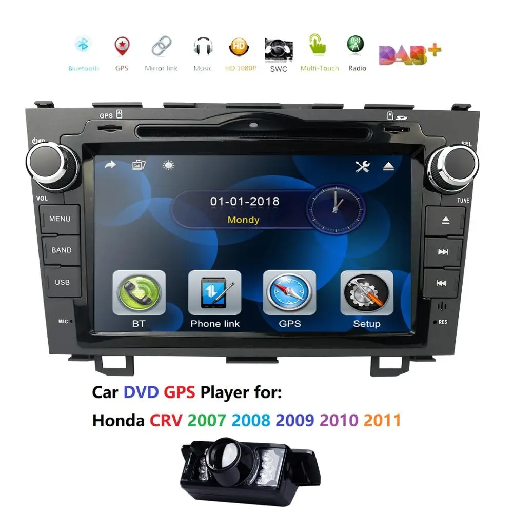 Для HONDA CRV 2007-2011 gps навигация 8 "2 din автомобильный монитор данные беспроводного обмена радио рулевое колесо управление USB Сабвуфер AUX CAM-IN