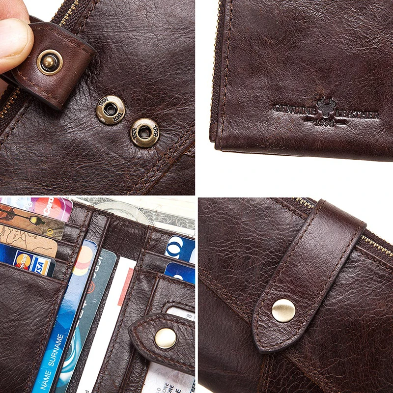 GZCZ RFID кошелек из натуральной кожи мужские кошельки Crazy Horse портмоне короткая