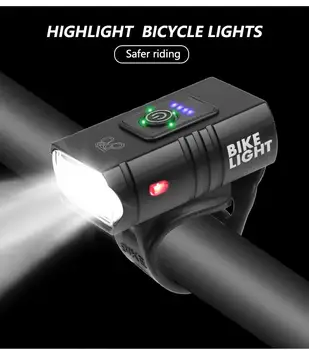 

T6 LED Bicycle Light 10W 800LM USB Rechargeable Power Display MTB Mountain Road Bike Front Lamp Flashlight Cycling Equipment