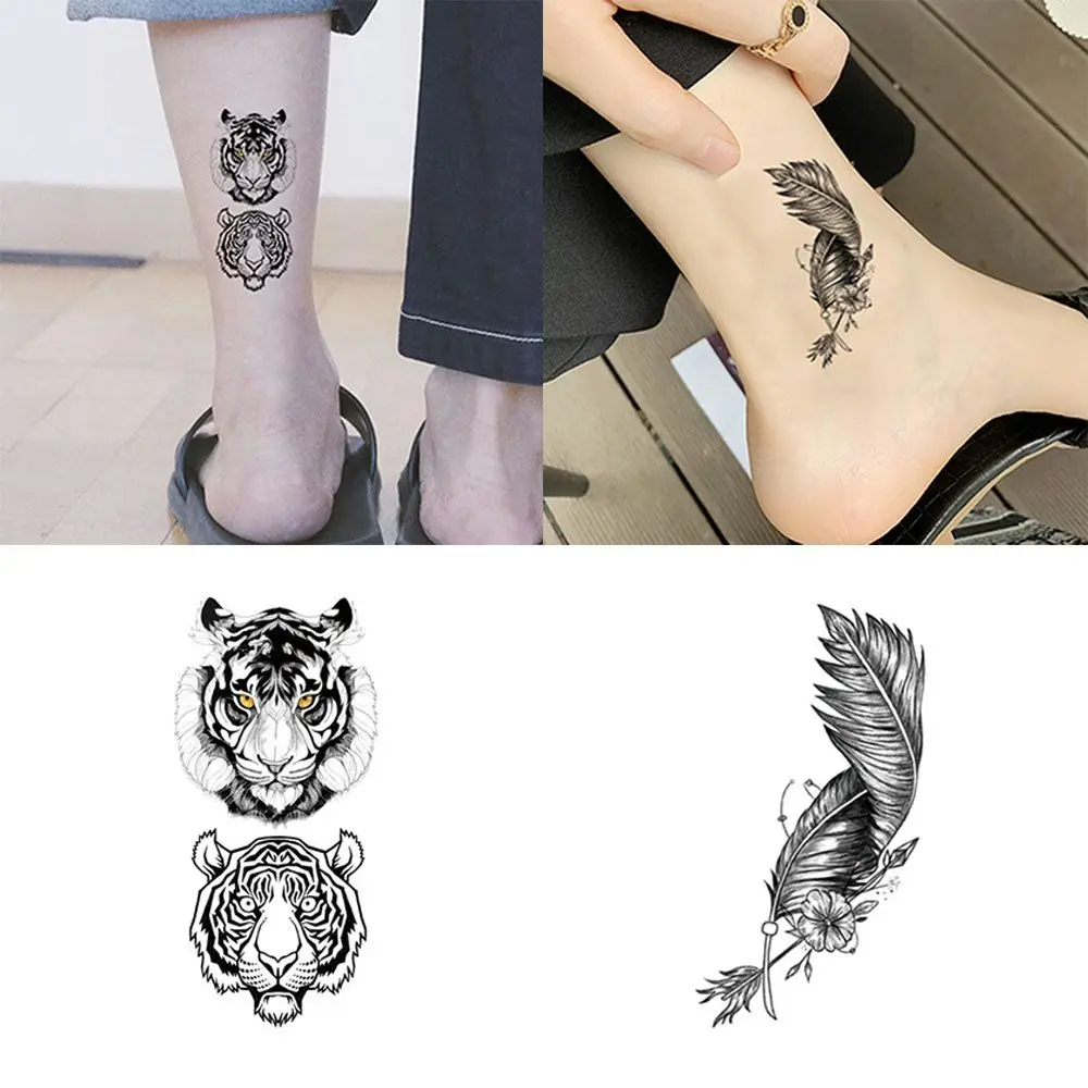 

New Men Women Art Pattern Butterfly Tiger Feather Fake Tattoos Tattoo Sticker Waterproof Product Temporary Effect