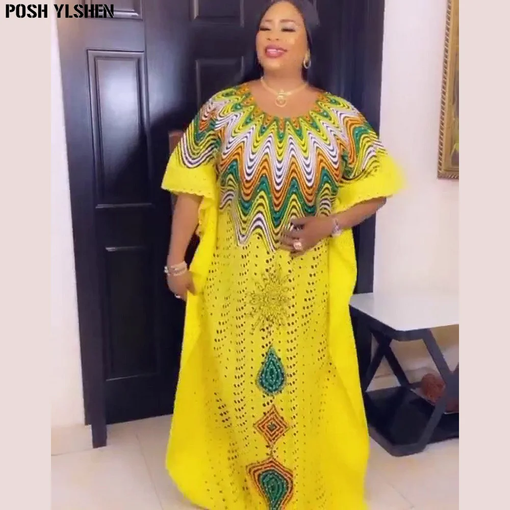 African Dresses for Women Vetement Femme Dashiki Embroidery Print Boubou Robe Africain Femme Abaya Dubai Long Kaftan Dress