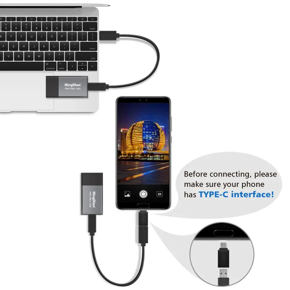KingDian портативный 500 Гб 250 ГБ 120 ГБ SSD USB 3,0 3,1 внешний твердотельный накопитель лучший подарок для бизнесменов