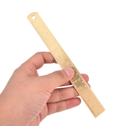 1pc Brass Straight Ruler 15CM School Stationery Metal Painting Drawing Tools Measuring Ruler Bookmark