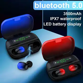 

Wireless Stereo Headphones LED bluetooth Earphone Earbuds Sport Waterproof Headset with 3500mAh Charging Case Automatically Pair