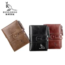 

New Vertical Double Fold Man Zipper Wallet Purses Men Leather Wallet RFID Blocking Business Card Holder Bag Wallet Male