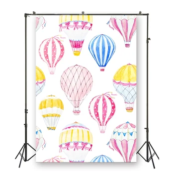 

HuaYi wonderful colorful baloons decoration white background photography art fabric backdrops newborn photoshoot backdropXT-6532