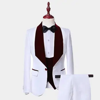 

Custom Made Men Suits Shawl Lapel Groom Tuxedos Pattern Best Men Wedding Groomsmen ( Jacket+Vest+Pants+Tie ) E164
