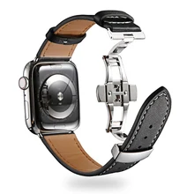 Смарт часы замена кожаный ремешок для Apple Watch 38 мм 42 мм ремешок с застежкой-бабочкой ремень для Iwatch1/2/3/4