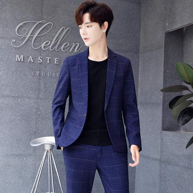

Suit MEN'S Suit Korean-style Fashion Men'S Wear Slim Fit Men Casual Small Suit Coat a Set of Autumn Formal Wear Best Man Suit