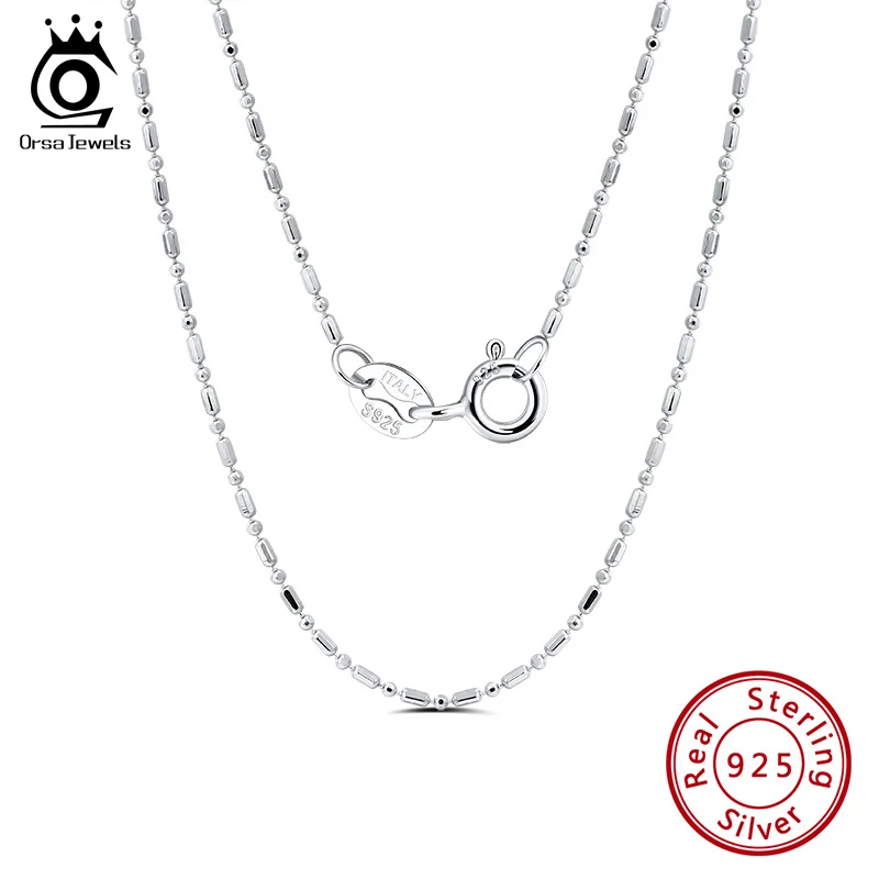 ORSA JEWELS 45 см 18 '𧤥 стерлингового серебра 1 мм шарик и бар цепи ожерелье