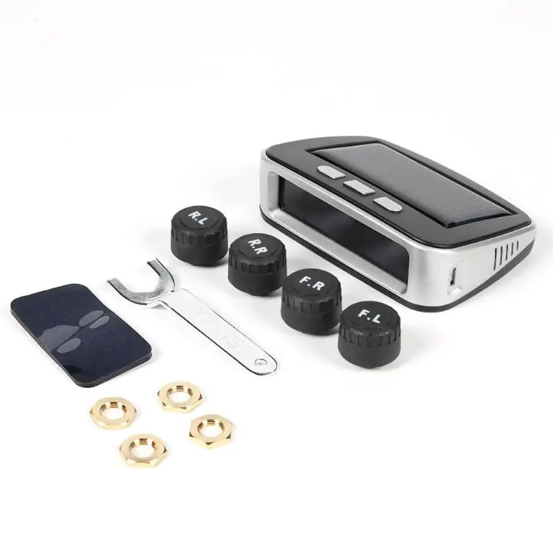T03 Солнечная Беспроводная Автомобильная TPMS ЖК-система контроля давления в шинах с 4 внутренними/внешними датчиками