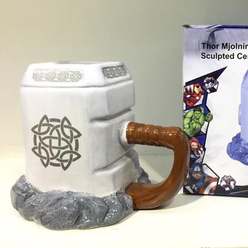 

3D Thor's Hammer Style Coffee Mugs Ceramic Hammer Shaped Cups and Mugs Large Capacity Mark Anime Creative Drinkware ZL287
