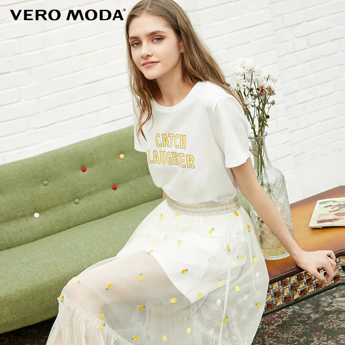 Vero Moda New Women's Mid-length True Two-piece Pineapple& Letter Pattern Dress | 319261515