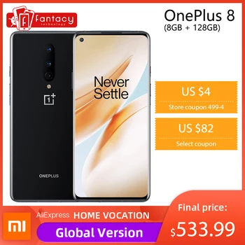 In Stock Global Rom Oneplus 8 5G Smartphone Snapdragon 865 Octa Core 8GB 128GB 6.55'' 3120x1440 90Hz Android 10 30W Charger NFC