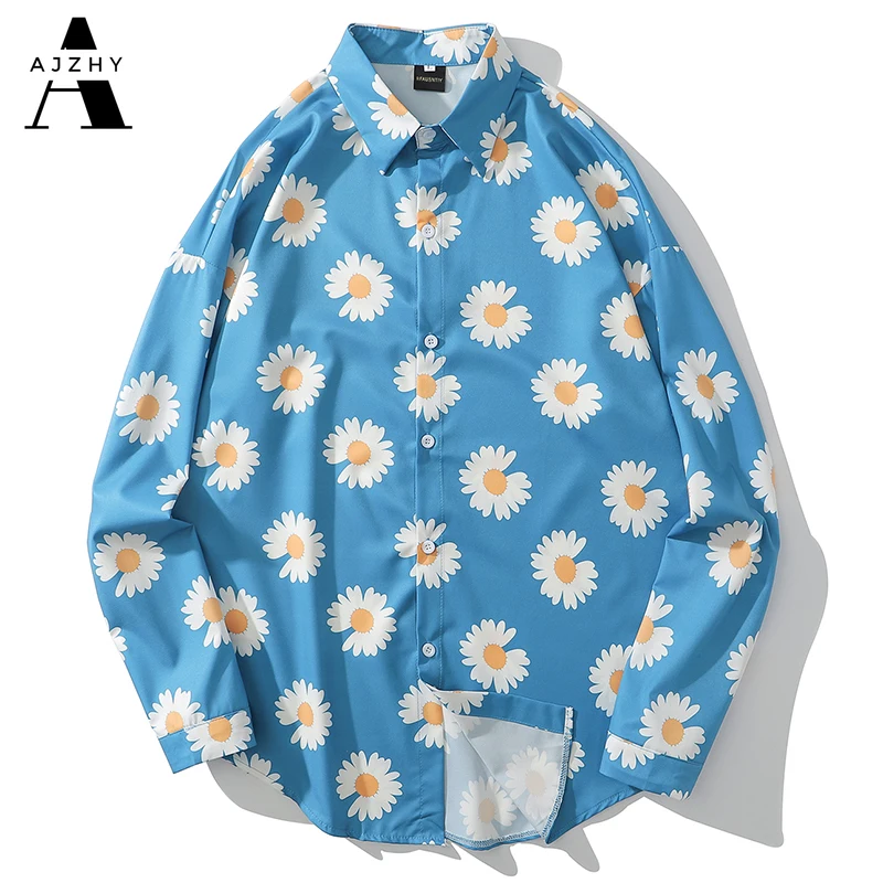 

Daisy Full Print Hip Hop Shirts Summer Beach Long Sleeve Hawaiian Shirts Men Casual Harajuku Aloha Shirt Retro Men Tops Clothes