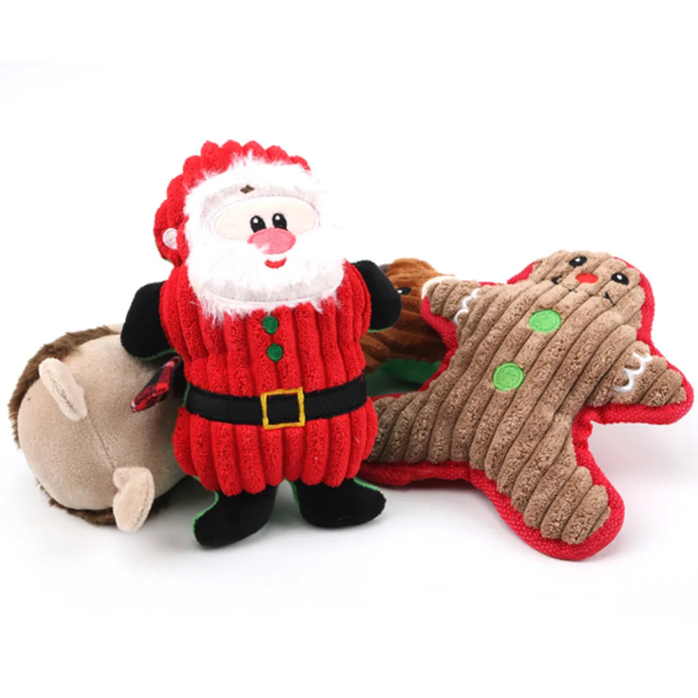 Рождественская домашняя собака игрушки жевательные Squeaker Pet плюшевые милые укусы стойкие звуковые игрушки товары для домашних животных