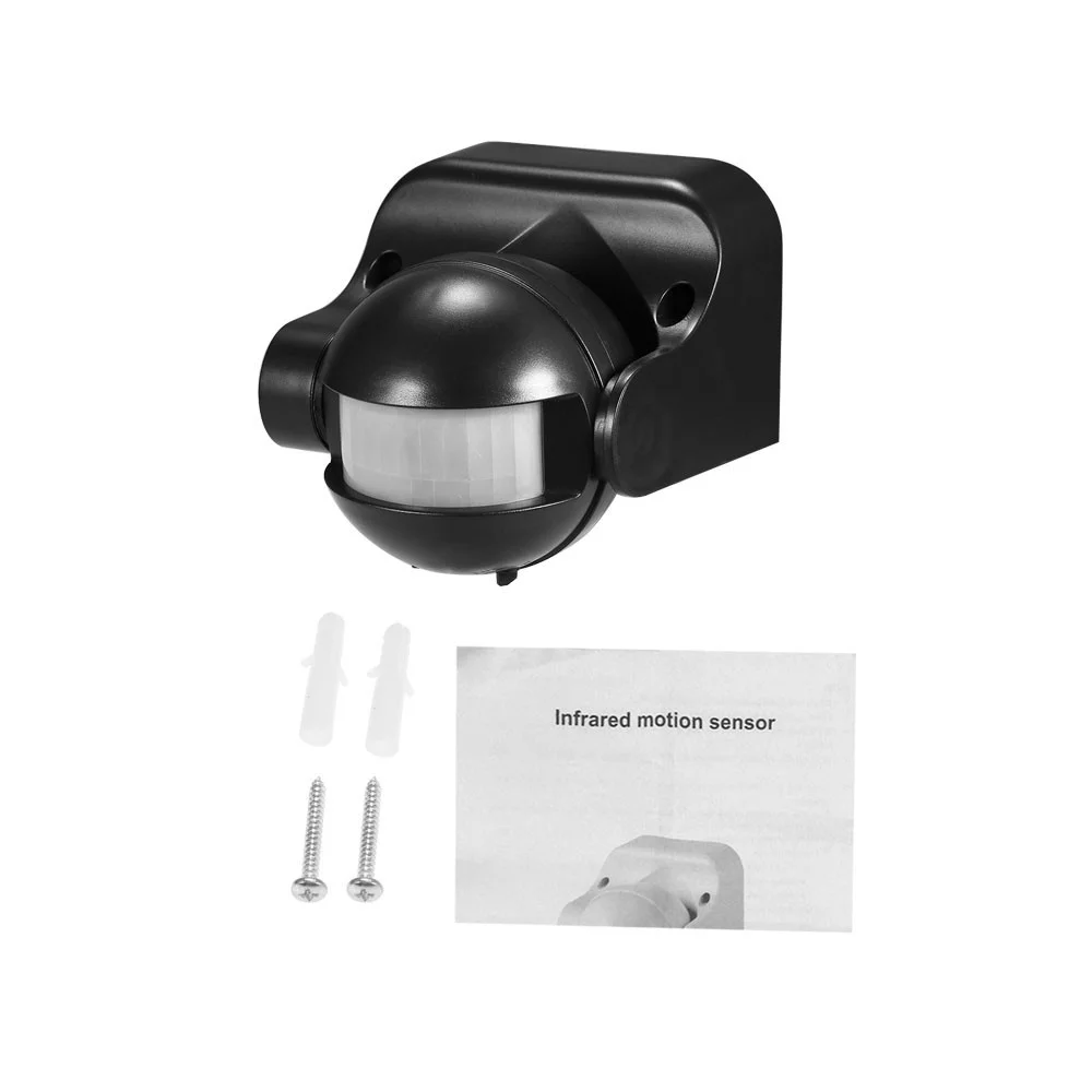Черный AC 110 V-240 V PIR инфракрасный датчик движения Сенсор переключатель 180 градусов Обнаружение движения задержки освежитель воздуха с таймером Регулируемый Водонепроницаемый для использования вне помещения - Цвет: Черный
