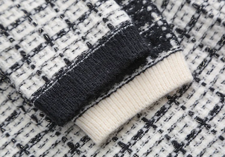 New Korean Style Pullover Sweaters For Women Plaid Autumn Winter Pockets Long Sleeve O-Neck Loose Long Sweaters