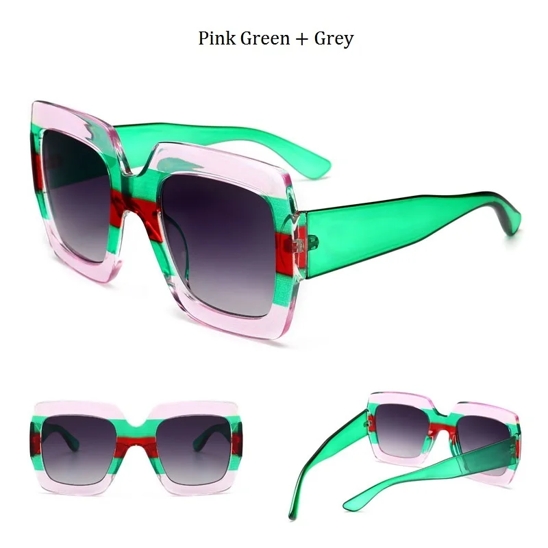 Роскошные брендовые итальянские Квадратные Солнцезащитные очки больших размеров, женские ретро модные дизайнерские солнцезащитные очки с большой оправой, женские розовые зеленые солнцезащитные очки