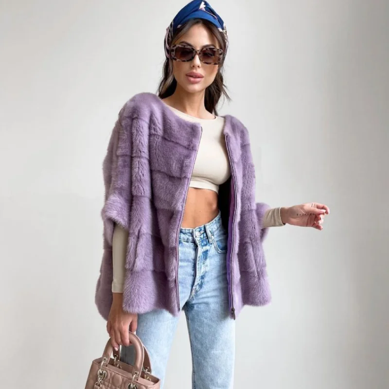 FURSARCAR 2021 Brand New Real Mink Fur Jacket Natural Mink Fur Coat Silm Female Top Fashion Thick Warm Winter Women Overcoat
