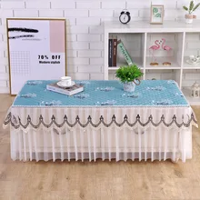 Mantel de encaje rectangular para mesa de té, falda Floral de tul de Europa, para boda y hogar