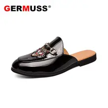 Germuss/мужские тапочки с вышивкой животных; модные мужские полу-мокасины; мужские шлепанцы; элегантные европейские сандалии