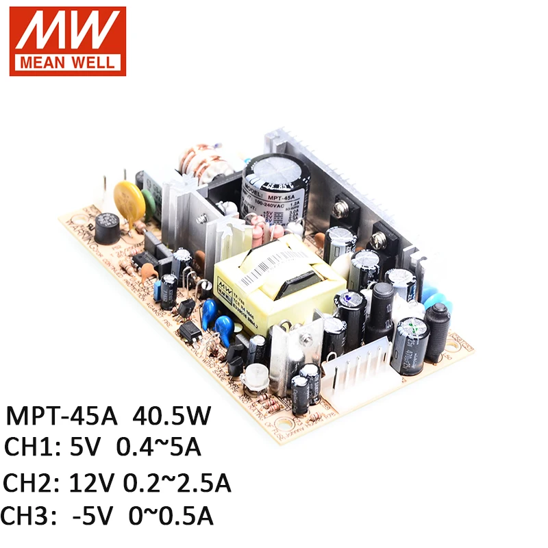 MPT-45A MEAN WELL 40 Вт тройной выход медицинский импульсный источник питания 110 В/220 В переменного тока до 5 В 12 В-5 в DC 3A 2A 0.3A печатная плата PCB PSU