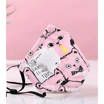 

Pink PM2.5 Children Filter Mask Face Cover Valve Cartoon Pattern Mask Warm Dust Breath valve Mask fits children Masks