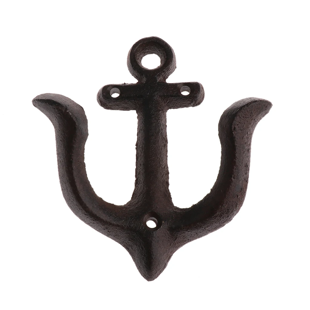 Metal Anchor Hooks Wall Door Mounted Clothes Towel Hat Key Hanger  White Red Blue Brown andcrafted classic antique cast iron