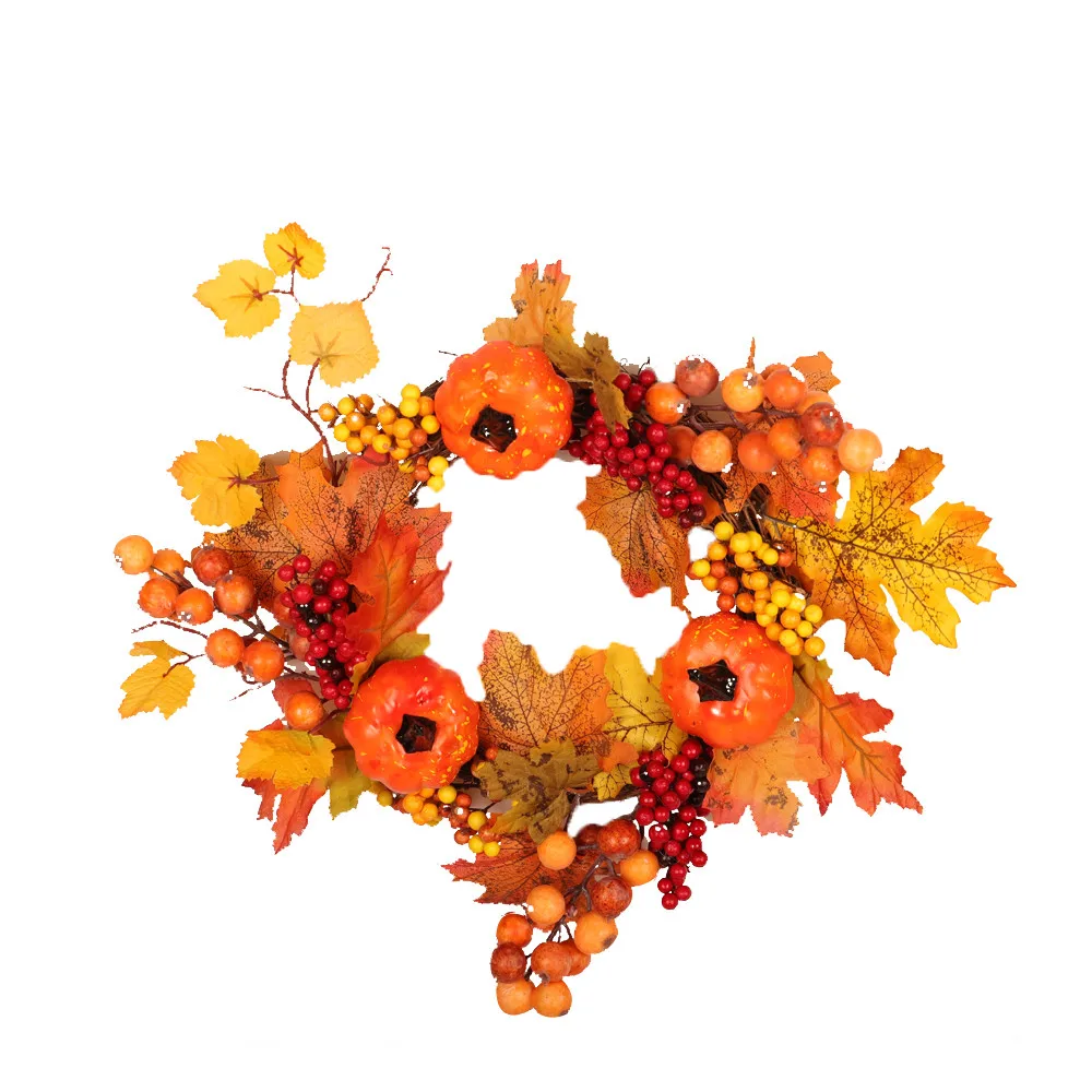 

Autumn Berry maple leaf Bow Xmas Home Decor Natural Rattan Wreath Christmas Wreath Crafts Christmas Decoration Wreath A16