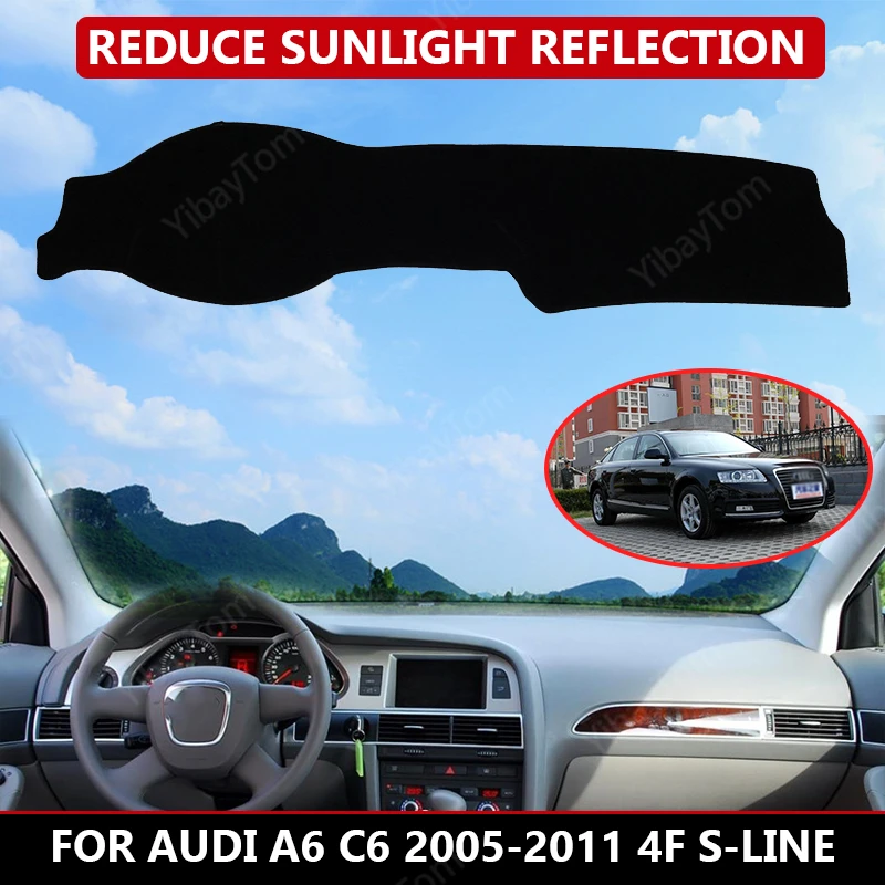 

Чехол на приборную панель автомобиля для Audi A6 C6 2005-2011 4F S-line, защитный козырек от солнца, коврик на приборную панель, Автомобильный Ковер