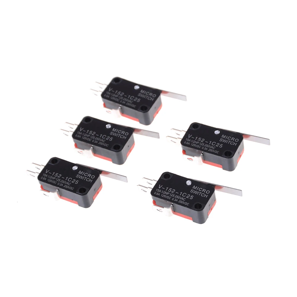 5 шт./лот концевой выключатель V-152-1C25 SPDT 1NO 1NC 3Pin короткие прямые Шарнирный Рычаг