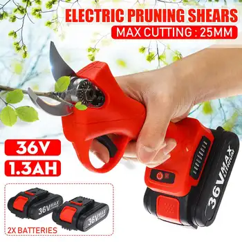 Online 36V Wireless Electric Rechargeable Scissors Pruning Shears Tree Garden Tool Branches Pruning Tools W/ 2 Li-ion Battery 110~220V