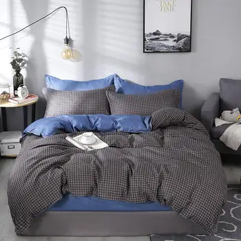 

grid Printing Duvet Cover Sets King Activity Bedding sets RU USA EU Size,Quilt cover Sheet Set Bedroom Bedding Bed Linen grey