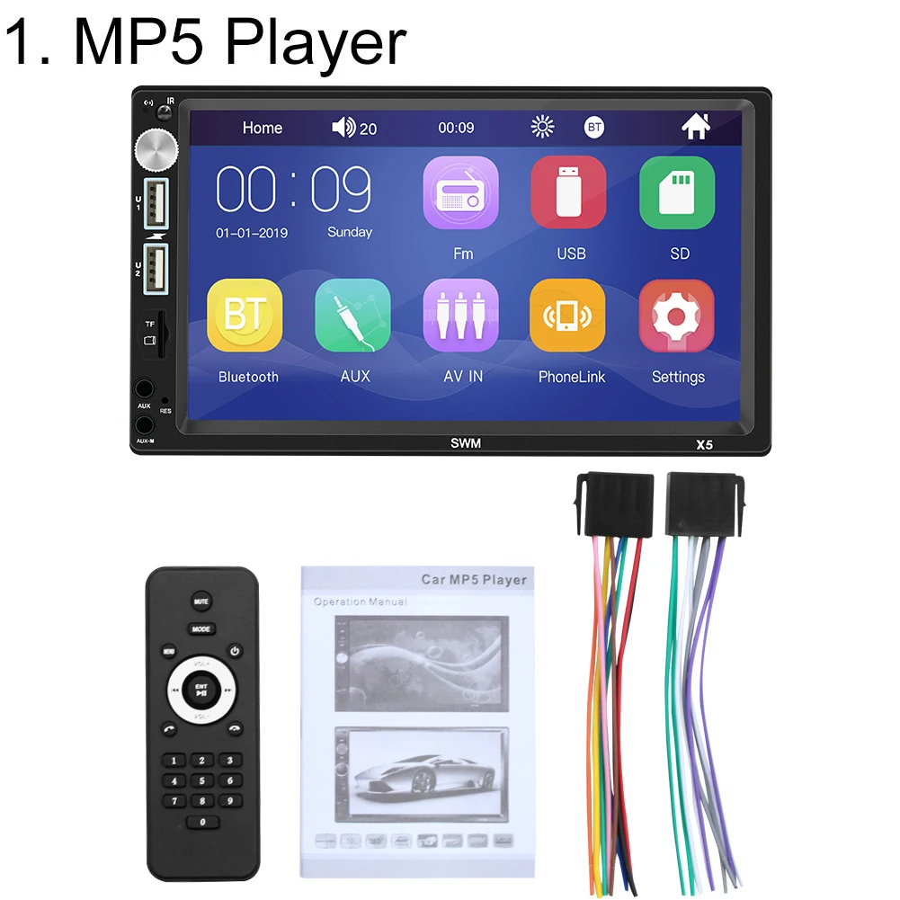 Автомобильный MP3-плеер 7 дюймов Автомобильный Радио Bluetooth зеркальная поверхность подключение видео MP5 плеер с зеркалом заднего вида Камера громкой связи Bluetooth гарнитура для Беспроводной FM передатчик