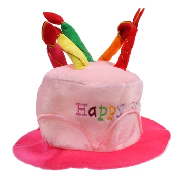 

2pcs Adults Kids Happy Birthday Hat Cake Hat With Mock Candles Caps Headwear