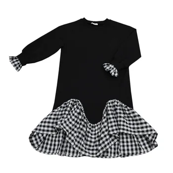 

2020 Spring New Arrival Girls Dresses Fashion Baby Girls Plaid Dresses Personality Patchwork Kids Loose Dresses for Girls, #8326