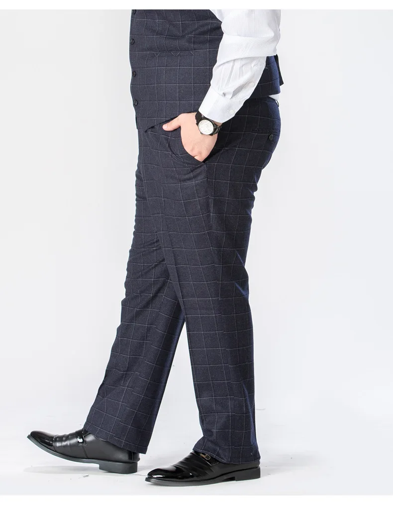 Мужские костюмные брюки больших размеров 7XL 8XL 9XL качественные свободные прямые клетчатые брюки повседневные осенние классические деловые брюки 46 48