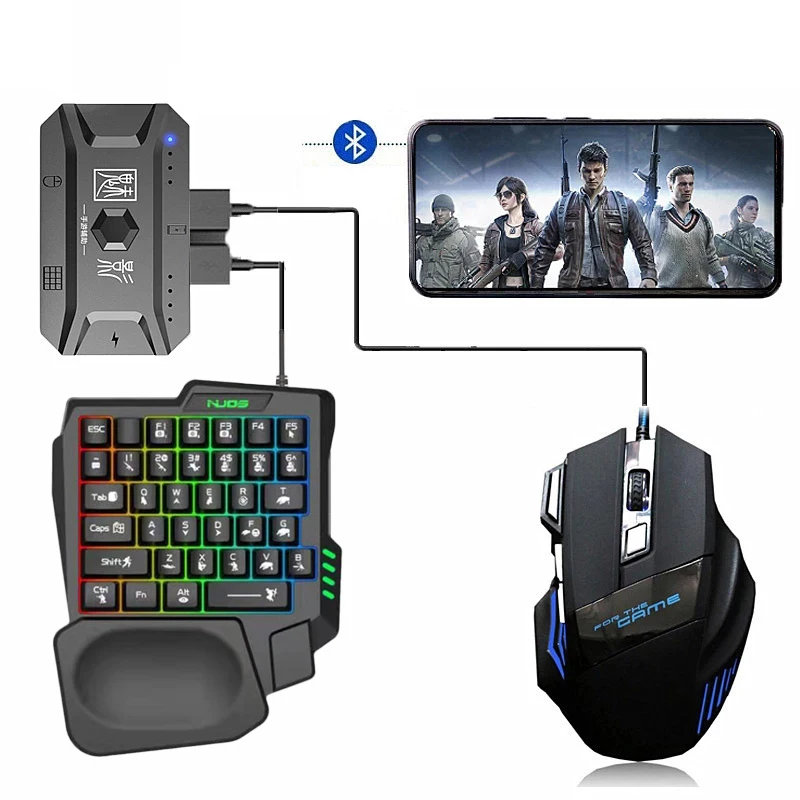Plug And Paly Gamepad PUBG Mobile Bluetooth-Compatible Controller Gaming Keyboard Mouse Converter For Android Adapter For IOS