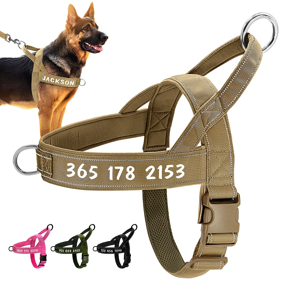 Personalized Dog Military Tactical Harness Reflective Dogs Harness Vest Customized Pet Training Vest for Medium Large Dogs