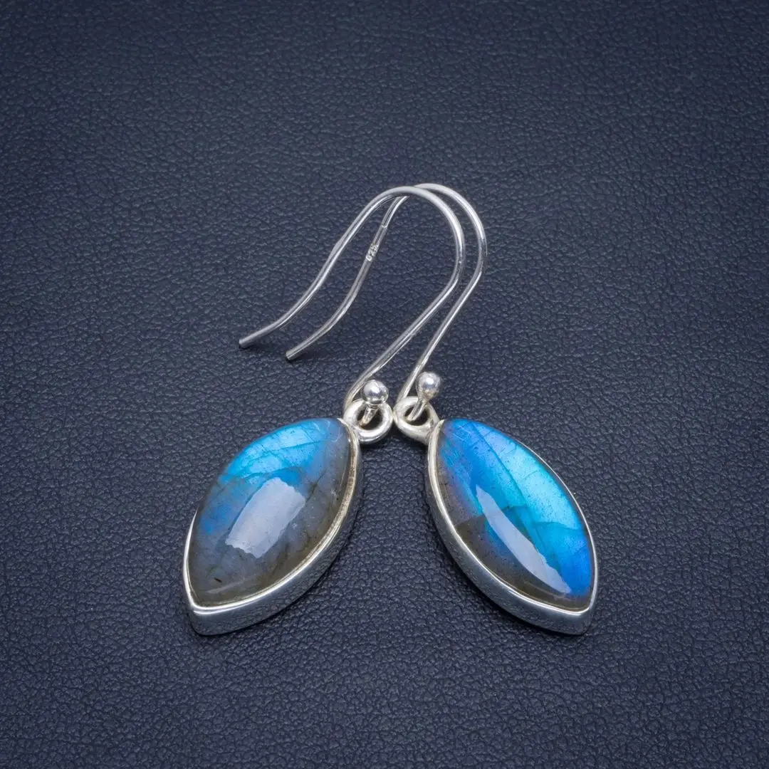 Natural Blue Fire Labradorite Handmade Unique 925 Sterling Silver Earrings 1.5&quot B2815 | Украшения и аксессуары